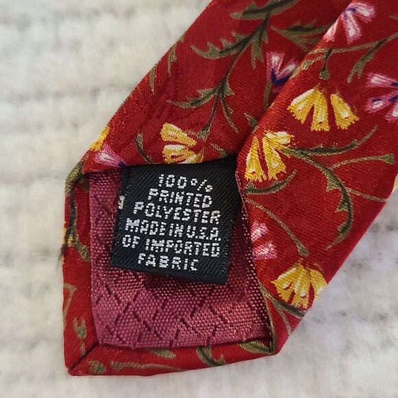 Christian Dior Monsieur Floral Red Tie 100% Printed Polyester Made In USA - Picture 7 of 9